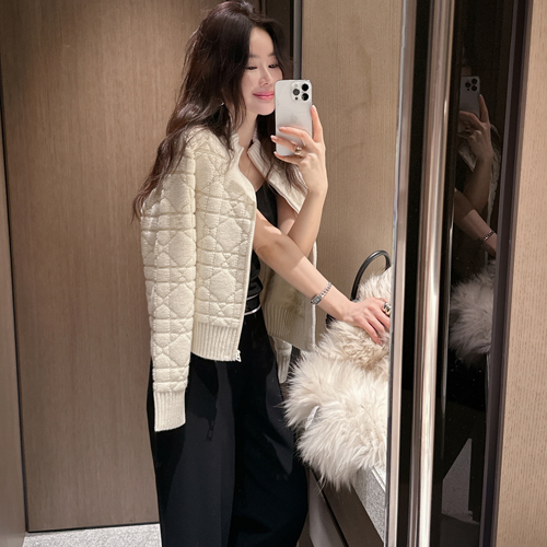 Pave cashmere wool zip-up