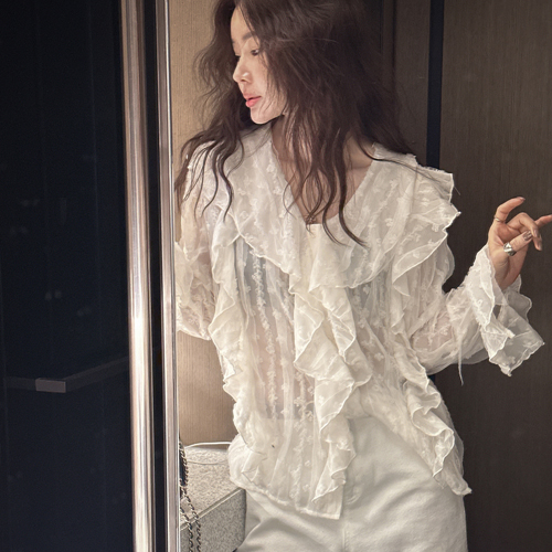See-through frill blouse