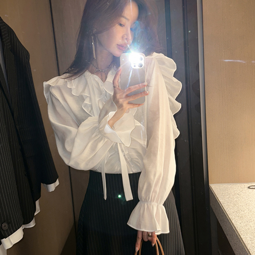 Sheer ruffle blouse