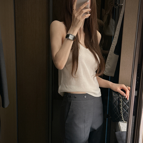 Cheek wool silk knit sleeveless
