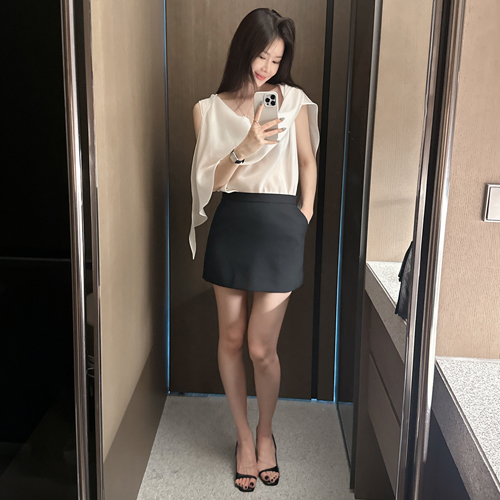 Route wool mini skirt