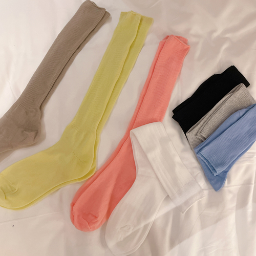 Pique basic knee socks