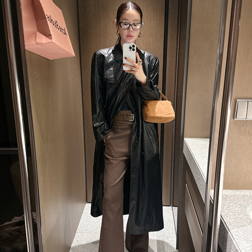 Broc leather long coat