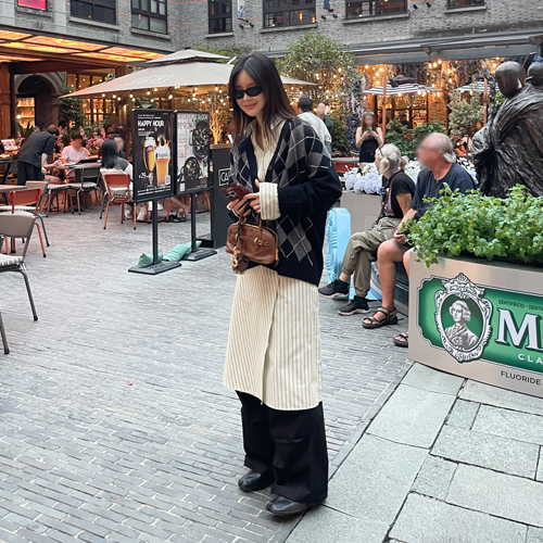 Laska stripe wrap skirt