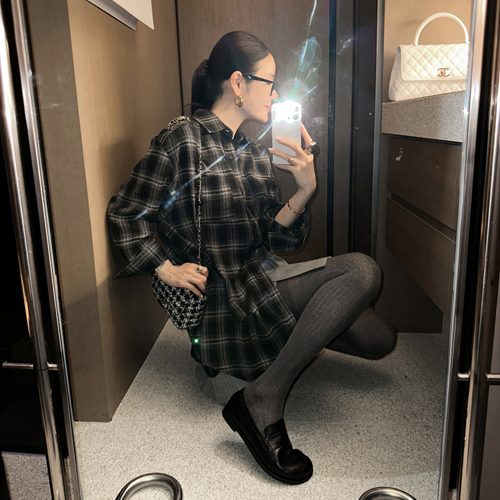 Tartan check skirt shirt