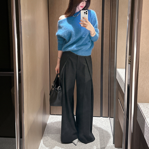 Powder double pin-tuck pants