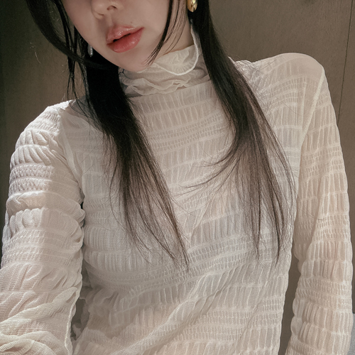 Minute shirring polar blouse