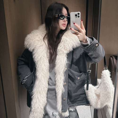 Duck down cotton fur jumper