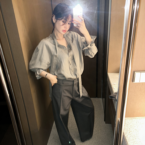 Calone tencel tie blouse