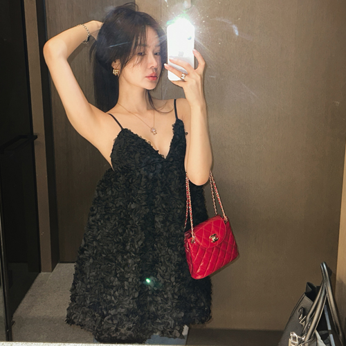 Rose slip mini dress