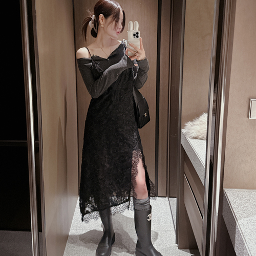 Crispy frill slip dress