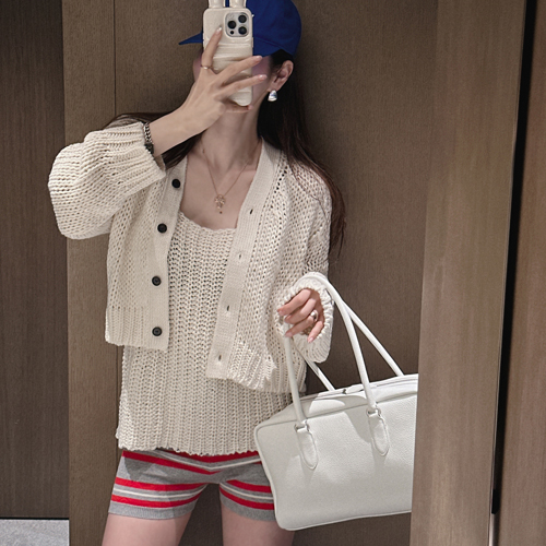 Pitch knit crop cardigan
