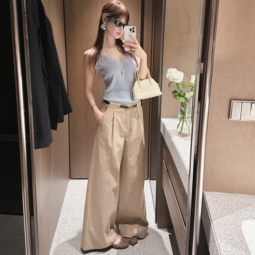 Aunt belt wide cotton pants