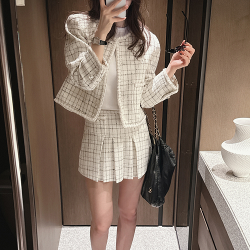 Marcel check tweed skirt