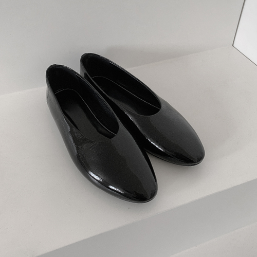 Low cowhide black flat ♩