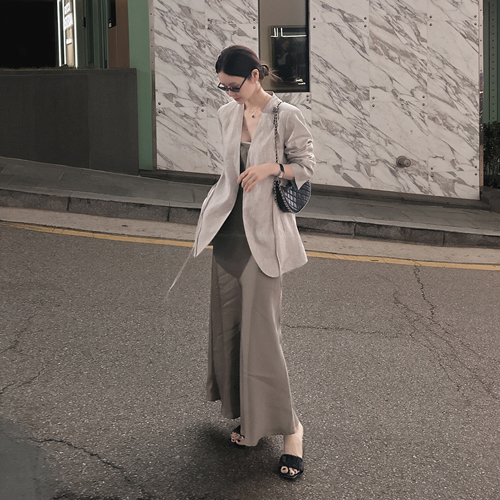 Molly linen no-collar jacket