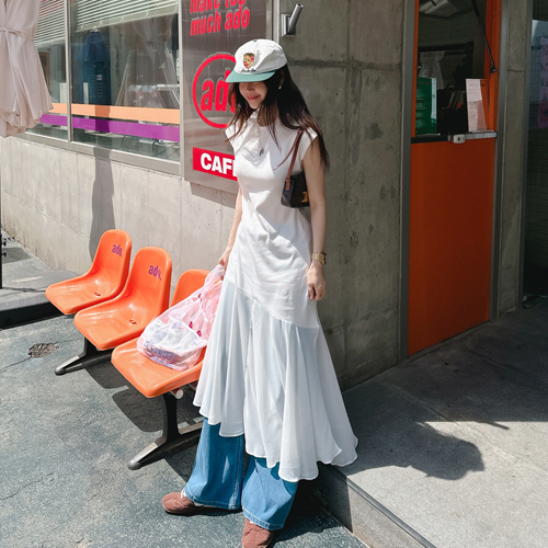Unbal golgi long dress