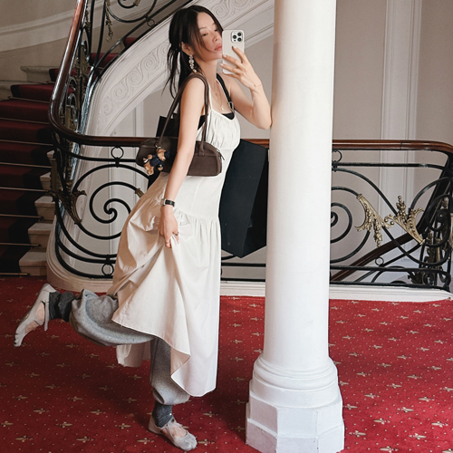 Jazz shirring halter dress