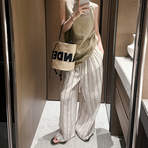 Jelly stripe linen pants