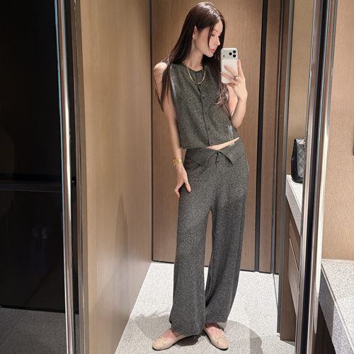 Fores button wool knit pants (wool 100%)